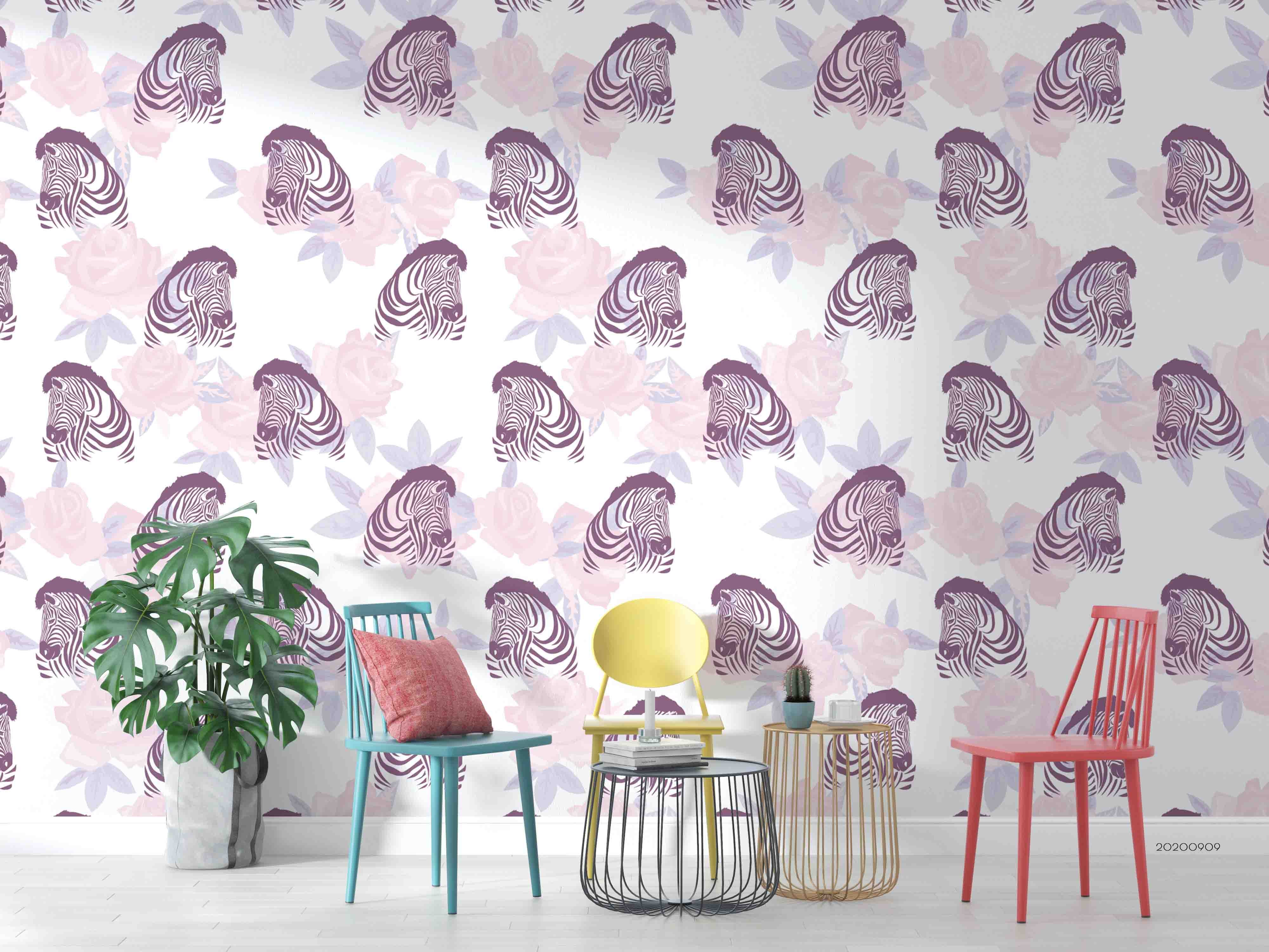 3D Purple Zebra Animal Pattern Wall Mural Wallpaper Lxl