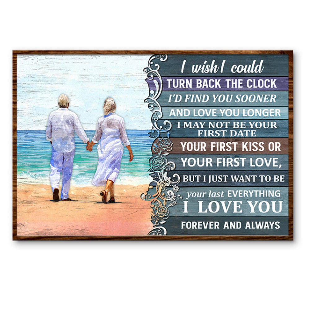 Beach Old Couple Holding Hand Landscape Poster & Canvas Home Decor Wall Art Visual Art