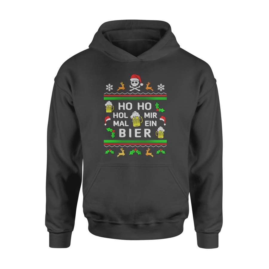 Christmas gift idea Ho Ho Hol Mir Mal Ein Bier Lustige Spuche Langarm T-Shirt – Standard Hoodie
