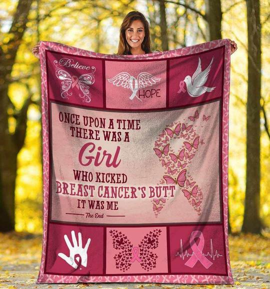 Breast Cancer Awareness Once Upon A Time There Was A Girl Pink Ribbon Ultra Soft Cozy Plush Fleece Blanket