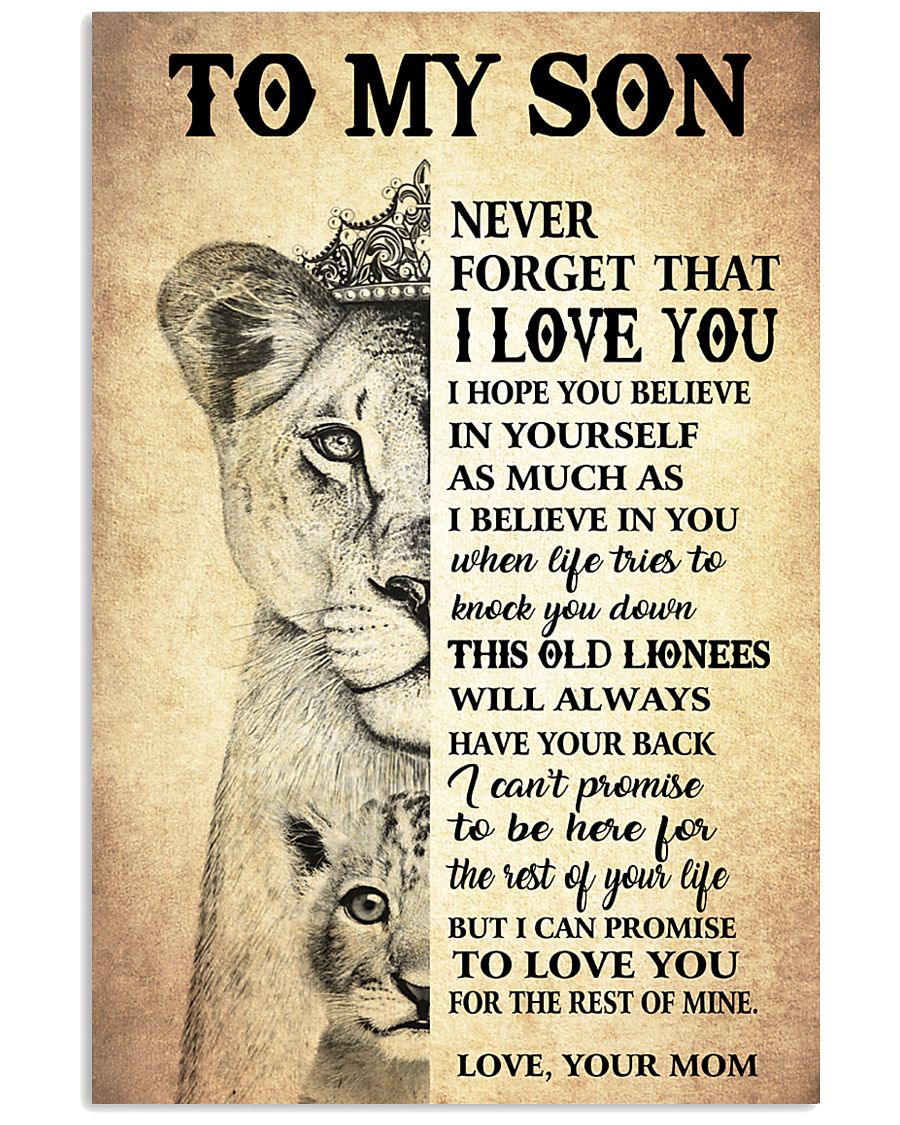 To My Son Lion Portrait Poster & Canvas, This Old Lionees Will Always Have Your Back Gift For Son From Mom Birthday Gift Home Decor Bedding Couch Sofa Soft And Comfy Cozy