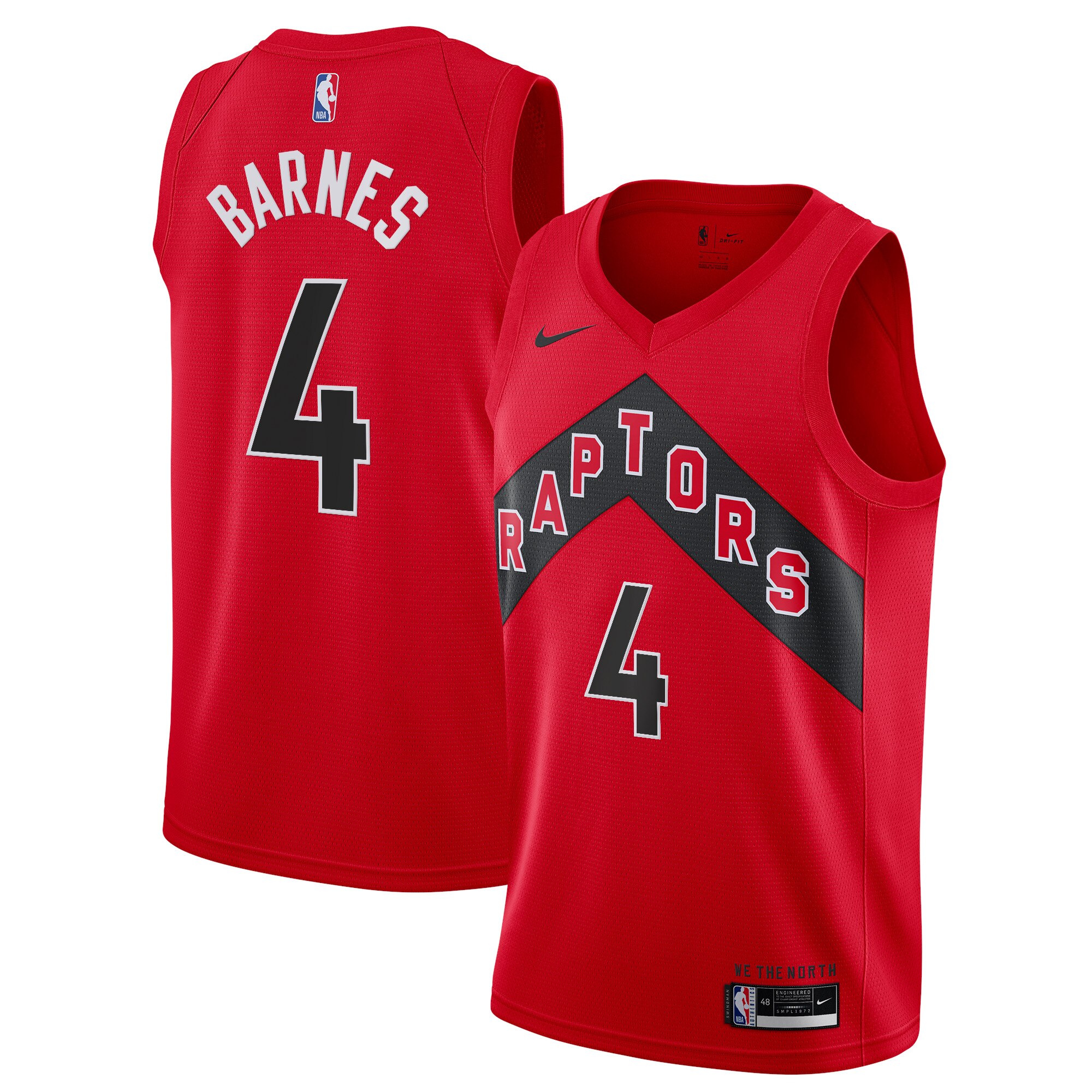 Toronto Raptors Swingman Jersey – Red – Scottie Barnes – Youth – Icon Edition