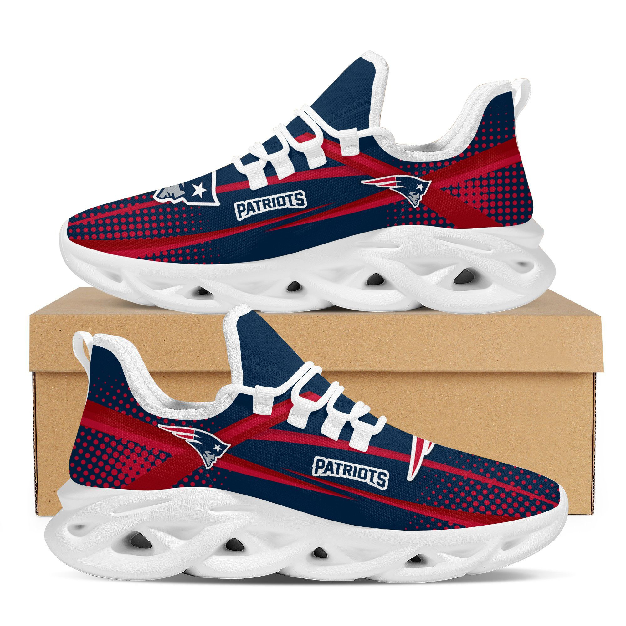 New England Patriotsfootball Team Symbol Geometric Sporty Max Soul Sneakers Shoes Footwear For Men And Women