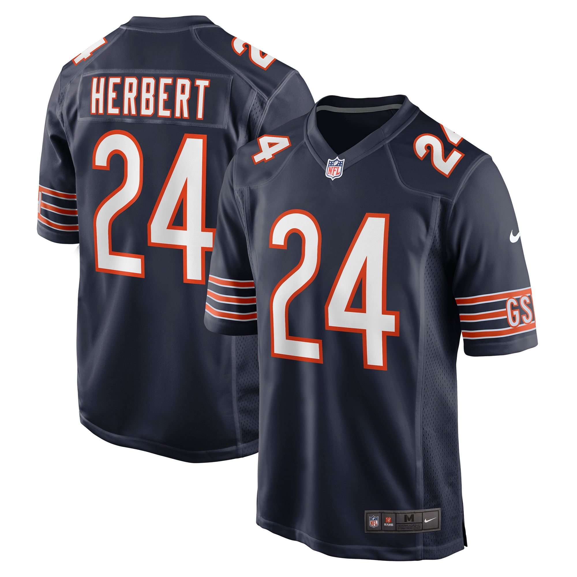 Men’s Chicago Bears Khalil Herbert Navy Game Jersey