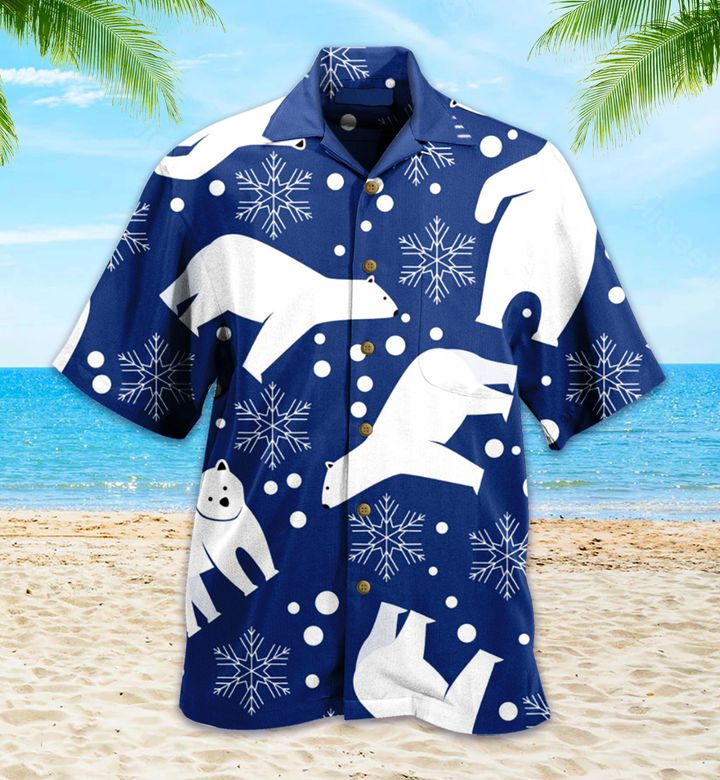 Cute Polar Bear Snowflake Blue Hawaii Shirt Ha26877