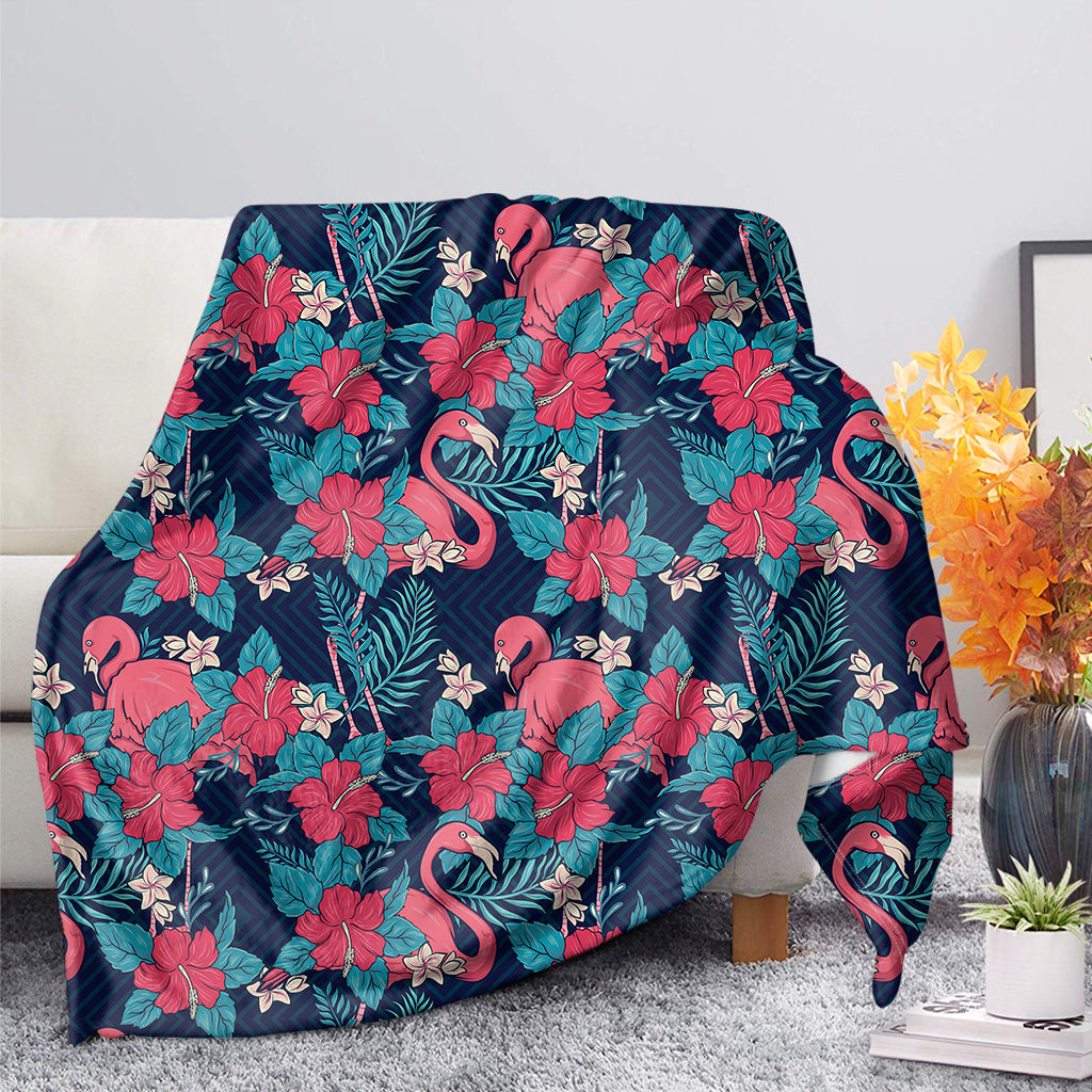 Flamingo And Hawaii Floral Print Blanket Ha5723