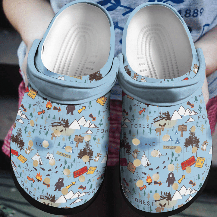 Camping The Forest Map Sku 478 Crocs Crocband Clog Comfortable For Mens Womens Classic Clog Water Shoes