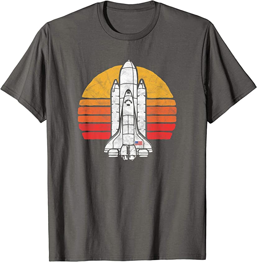 Vintage Space Shuttle Launching Retro 80s Throwback Graphic T-Shirt