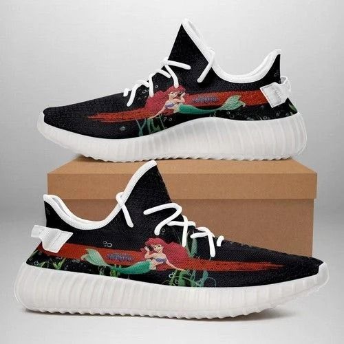 Ariel Yeezy Sneakers Black And White Gift Idea My Son My Girlfirend Boyfirend My Friend Father’S Day Shoes Yeezy Sneakers H94