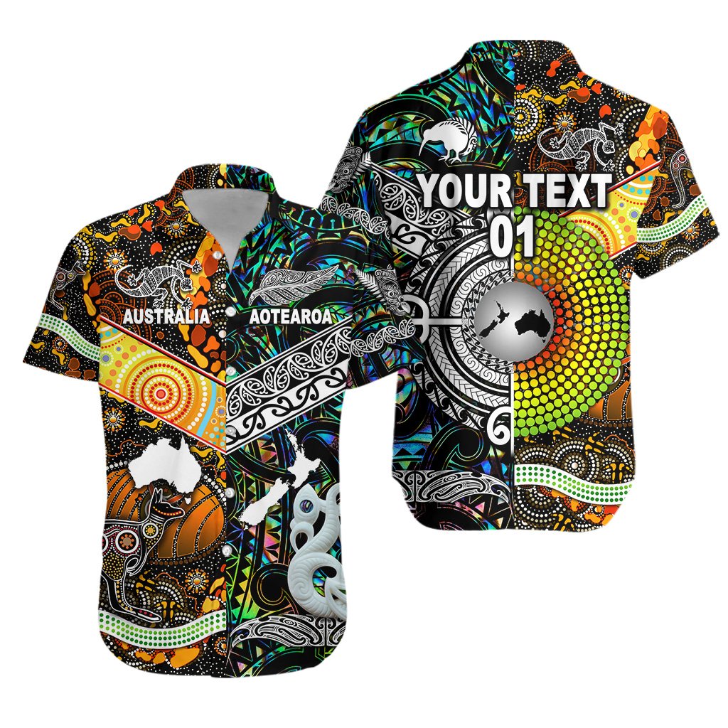 (Custom Personalised) New Zealand Maori Aotearoa And Australia Aboriginal Hawaiian Shirt Together – Paua Shell, Custom Text And Number Lt8