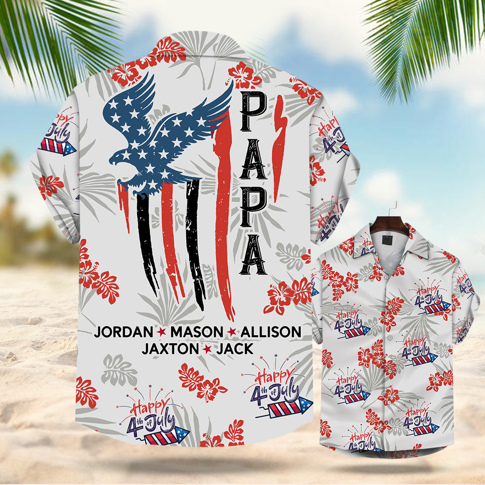 Personalized Papa Of July Summer Hibiscus Hawaii Shirt For Dad Phts Ha43714