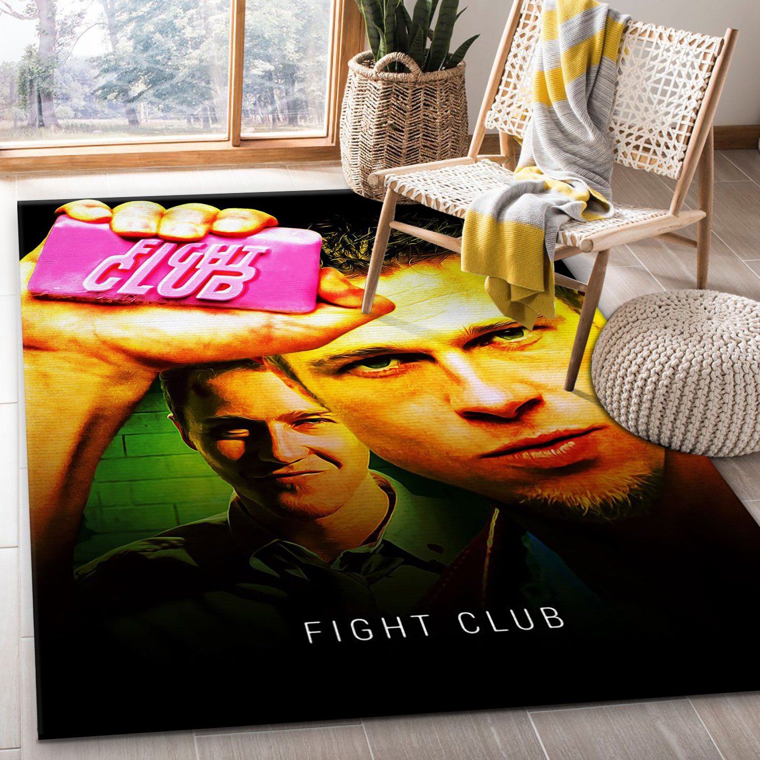 Fight Club 1999 Area Rug Art Painting Movie Rugs Home US Decor