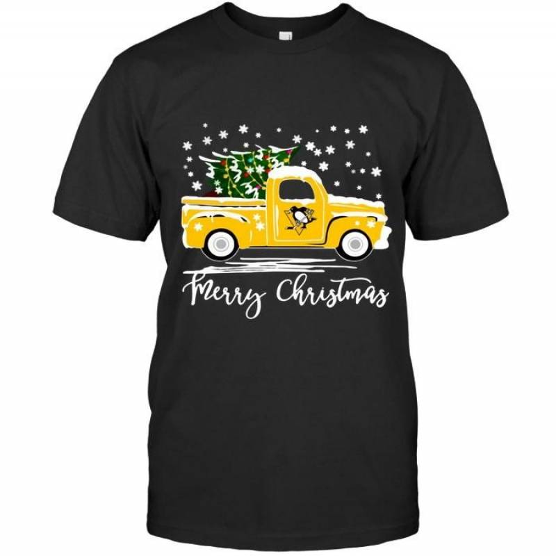 Pittsburgh Penguins Merry Christmas Christmas Tree Truck T Shirt – Gearpenguin.com