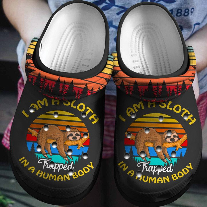I Am A Sloth Shoes Trapped In A Human Body Crocs Clogs Gift For Men Women Kids Sl