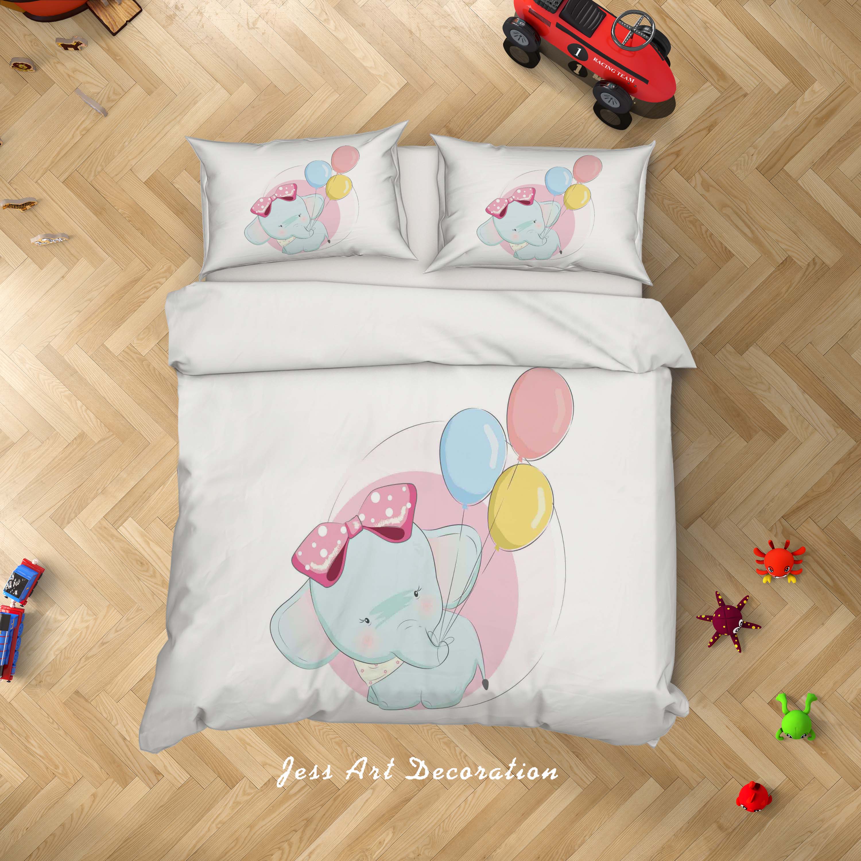 3D Elephant Balloon Quilt Cover Set Bedding Set Duvet Cover Pillowcases Sf54