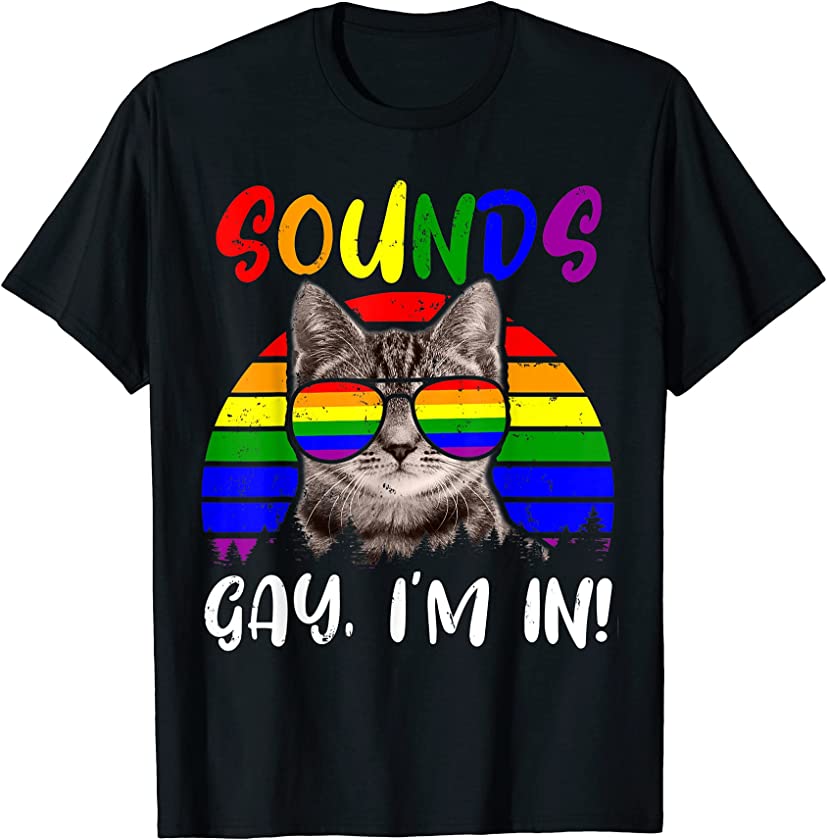 Vintage Retro Sounds Gay Pride LGBT Matching Cat Lover T-Shirt