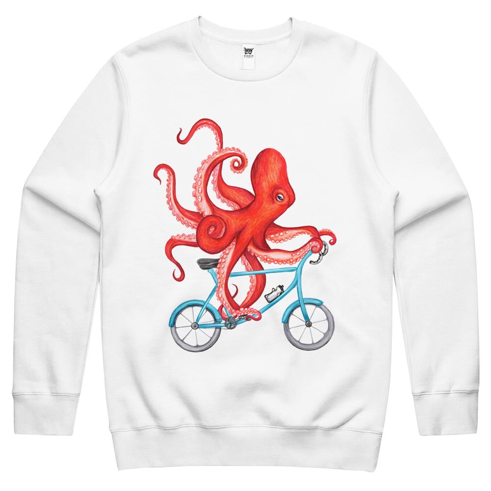 Cycling Octopus Crewneck Sweatshirt