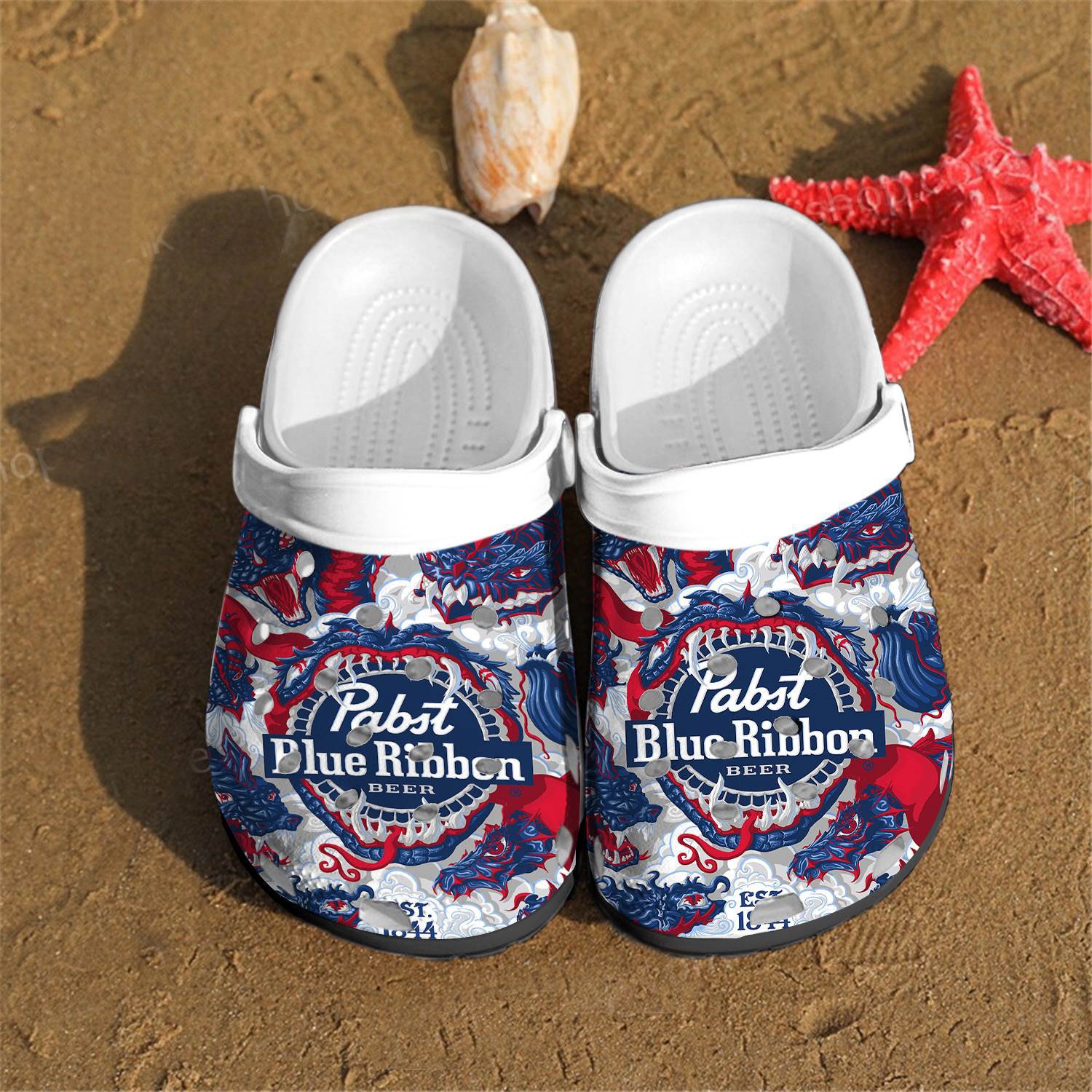 Pabst Blue Ribbon 3 Gift For Fan Classic Water Rubber Clogs Clogband Clogs, Comfy Footwear