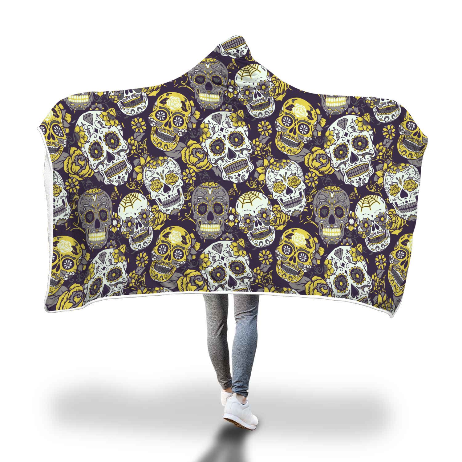 Skull Gift Ultra Soft Wool 3D Skull Hooded Blanket 015
