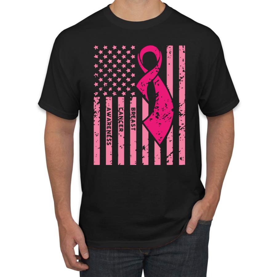 American Breast Cancer Awareness Flag Breast Cancer Awareness Graphic T-Shirt