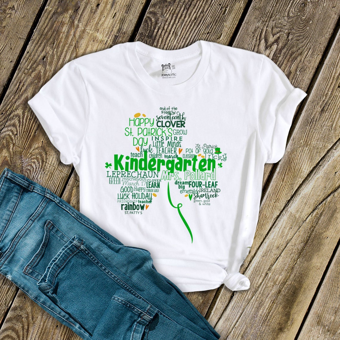 Teacher St. Patrick’S Day Shirt Shamrock Teacher Name Grade Personalized St. Patrick’S Day Shirt For Teachers