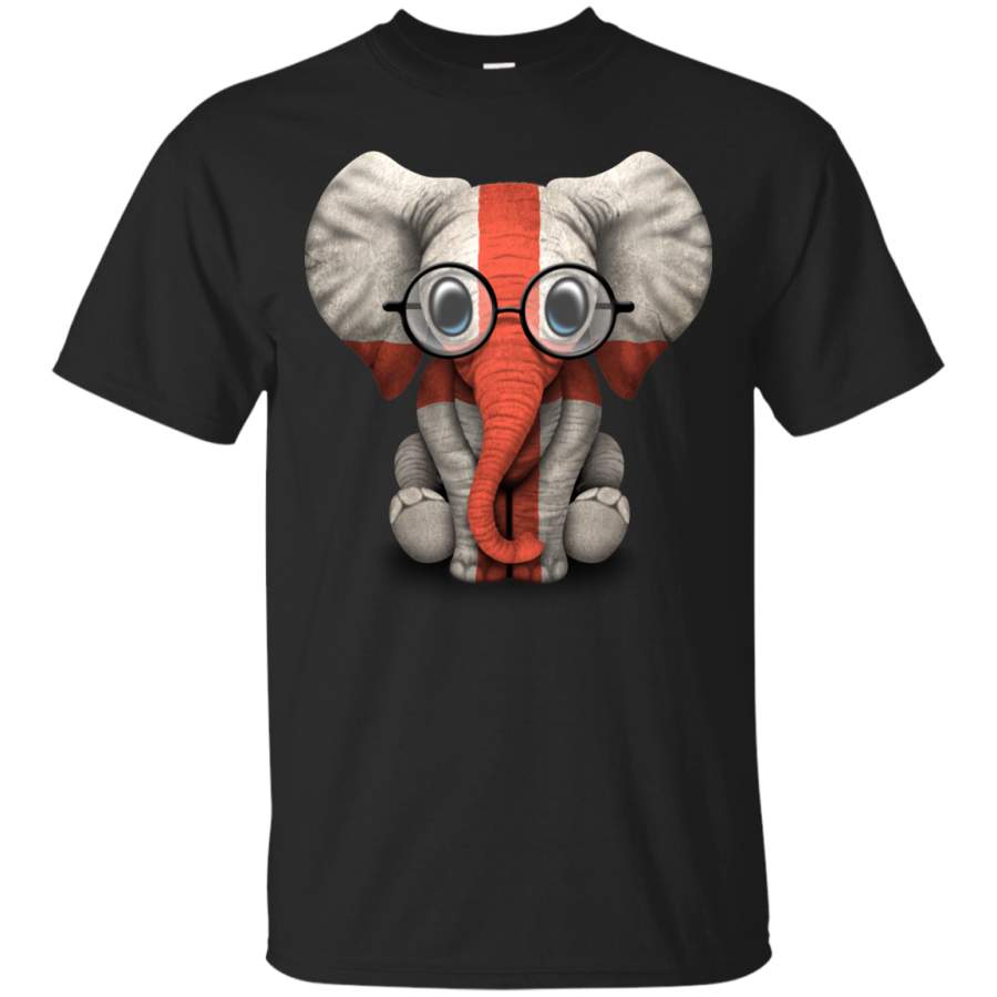 ENGLAND – Baby Elephant with Glasses and English Flag T Shirt & Hoodie