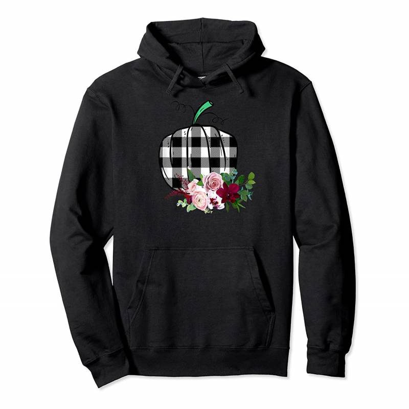 Womens Buffalo Plaid Pumpkin Shirt Cute Fall Pullover Hoodie, T-Shirt, Sweatshirt