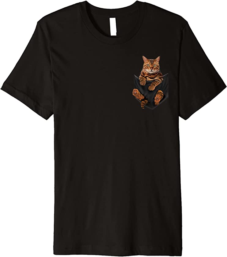 Chubby Serious Cat Tiger Pocket Premium T-Shirt