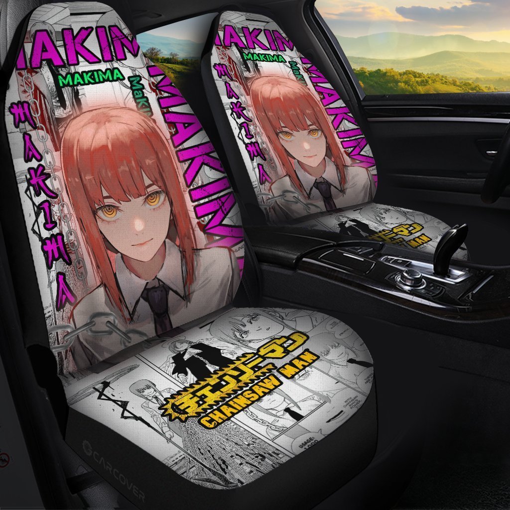 Chainsaw Man Makima Car Seat Covers Custom Anime Car Interior Accessories