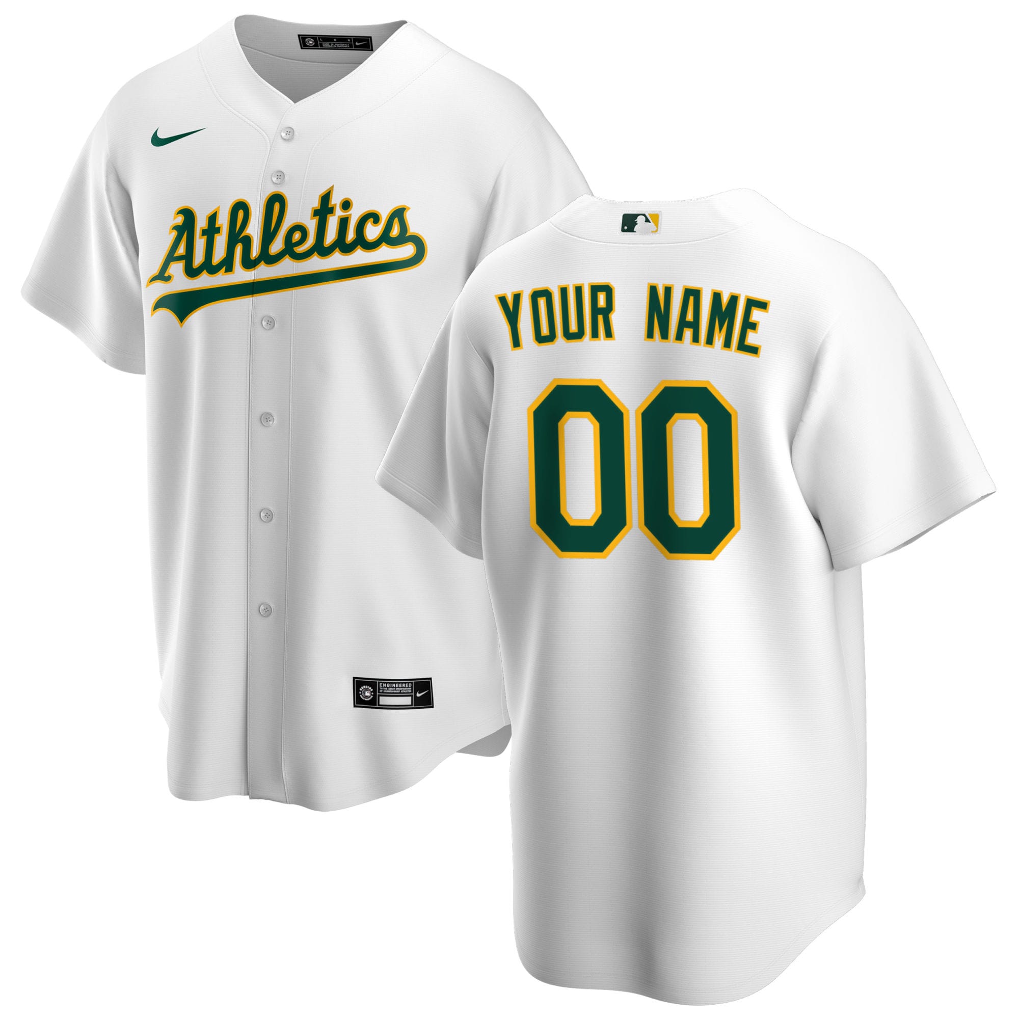 Youth Oakland Athletics White Home Custom Jersey