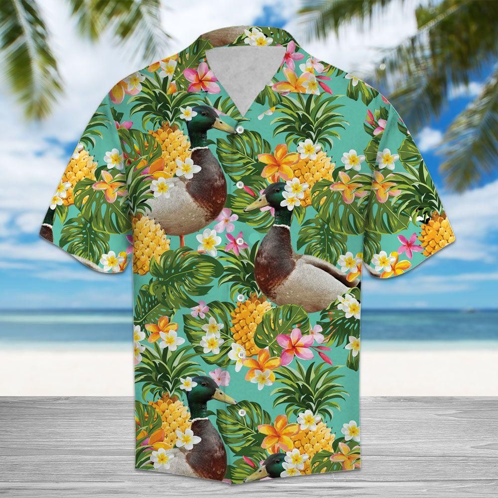 Tropical Pineapple Duck Aloha Hawaiian Shirt Colorful Short Sleeve Summer Beach Casual Shirt For Men And Women