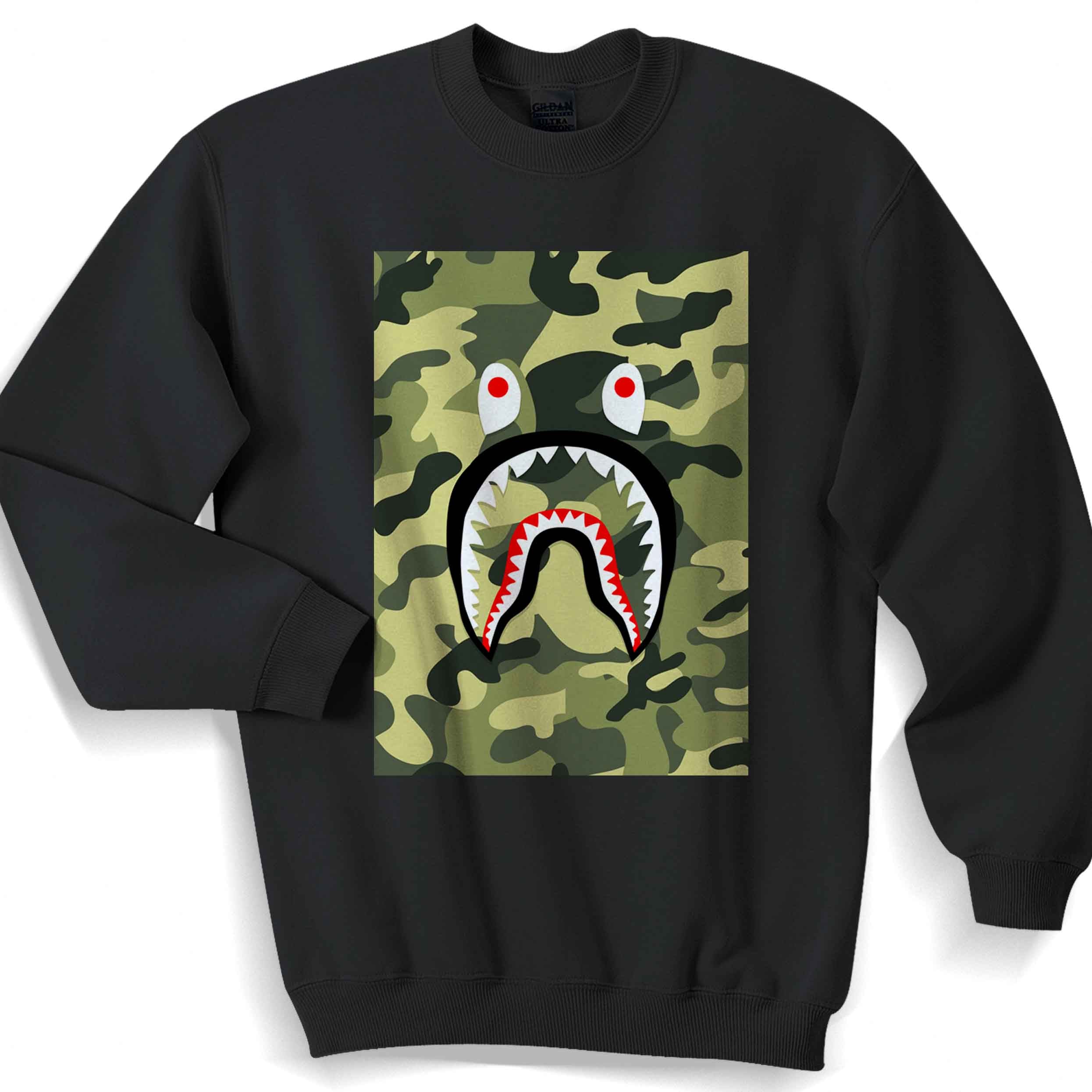 BAPE Shark Green Camo Sweater Sweatshirt