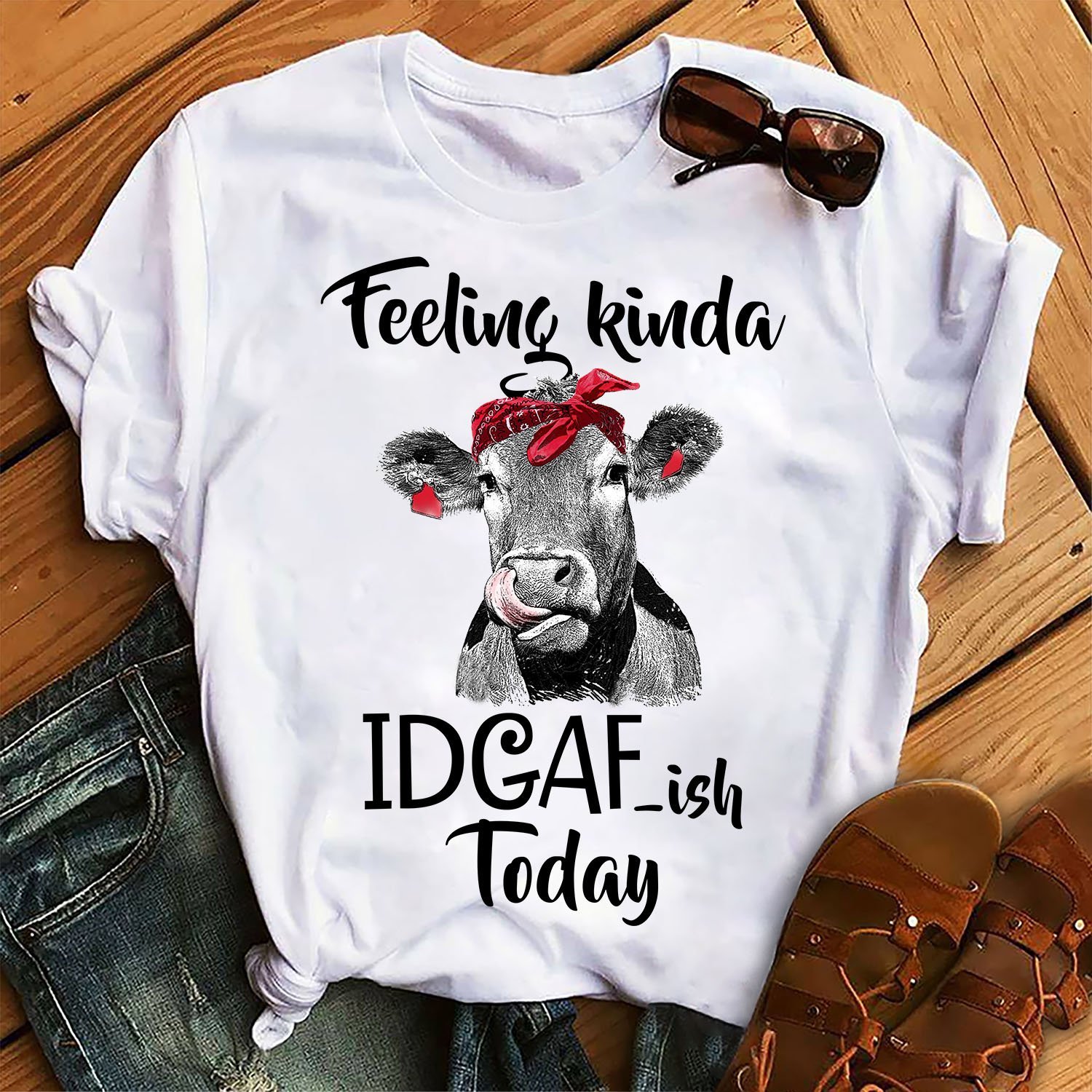 Feeling Kinda Idgafish Today Funny Farm Cow Lover Unisex T-Shirt Hoodie Sweatshirt Plus Size S-5Xl