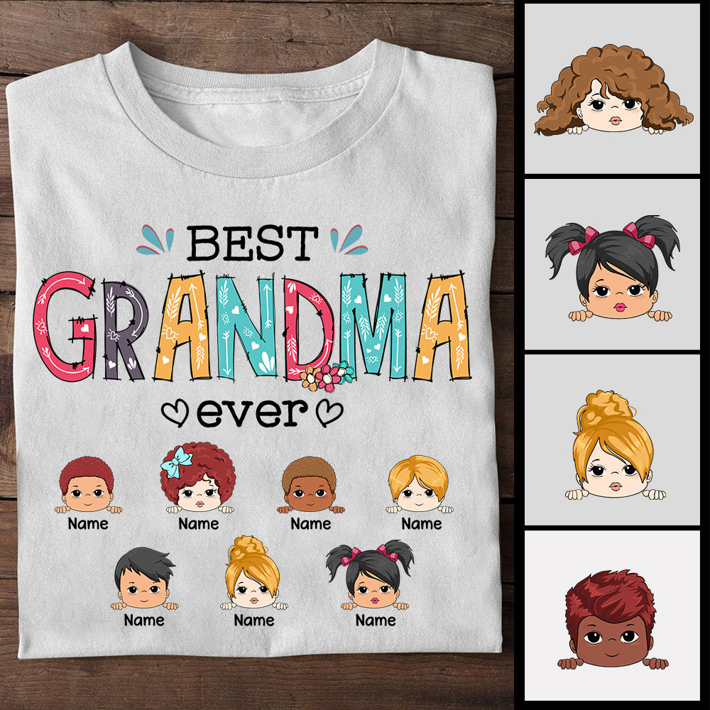 Personalized Best Grandma Ever Shirts For Grandmas, Nickname And Grandkid’S Name Can Be Changed Phts