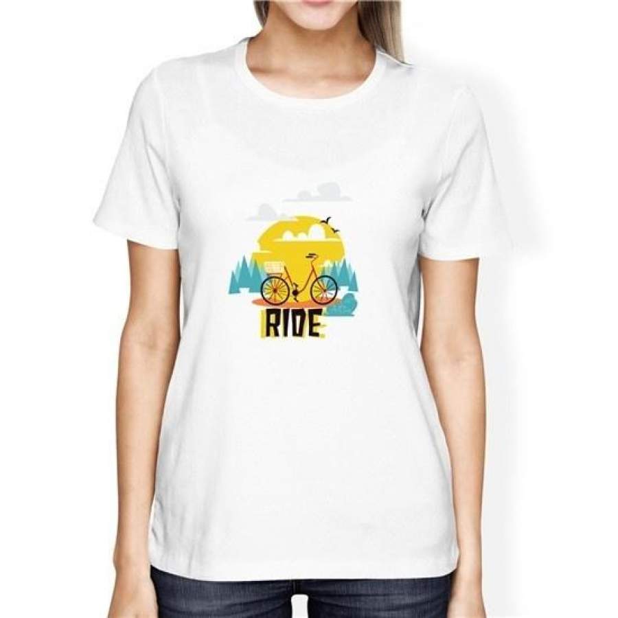 Summer Fashion Ride Bicycle Printed T-Shirt Women Short Sleeve Cotton Casual Tshirts Harajuku Kpop Tops