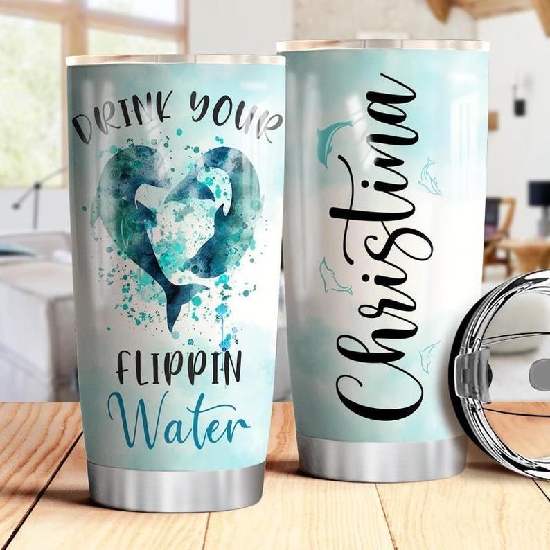 Dolphin Drink Water Personalized Gift For Lover Day Travel Tumbler All Over Print Size 20Oz – 30Oz