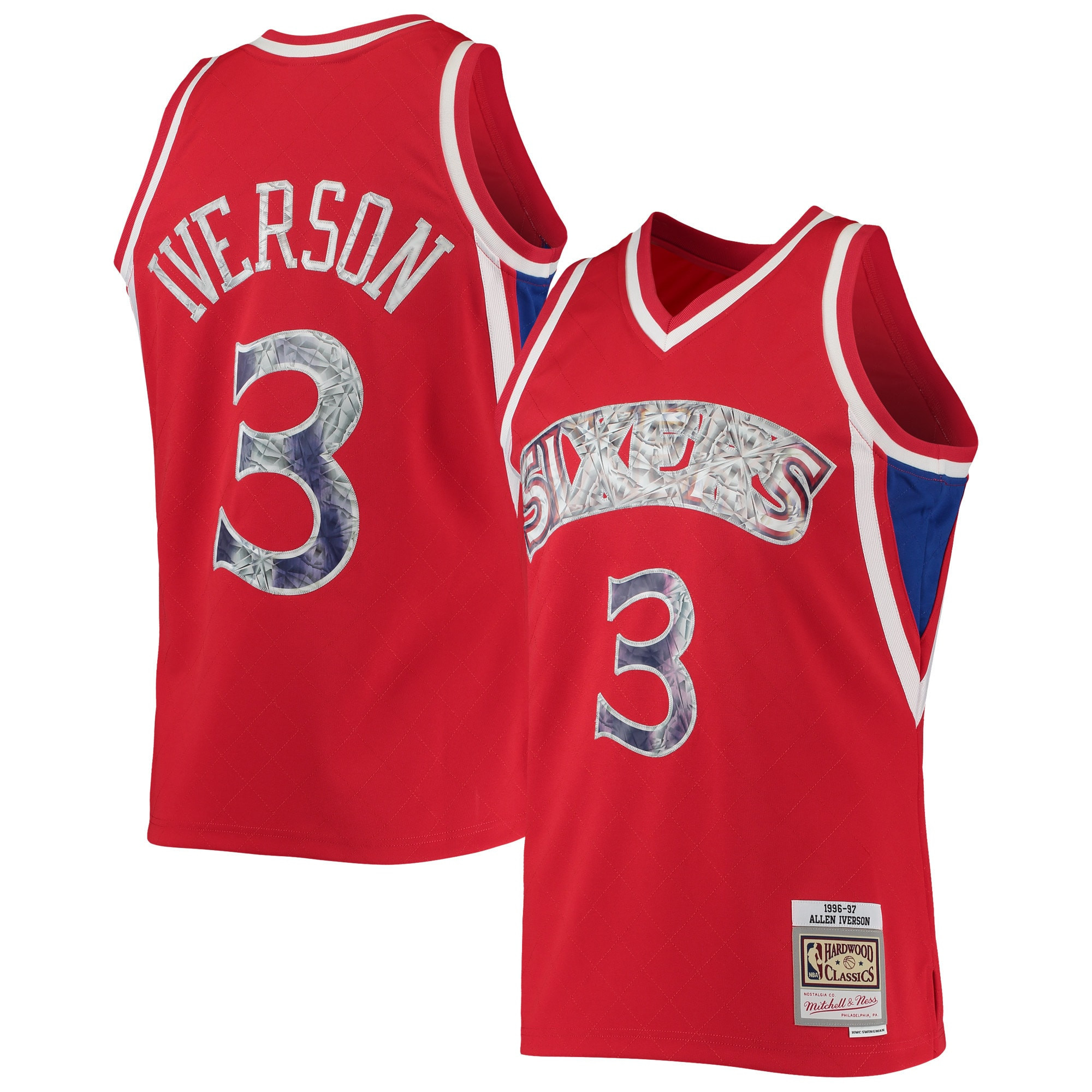 Allen Iverson Philadelphia 76ers Mitchell & Ness 1996-97 Hardwood Classics NBA 75th Anniversary Diamond Swingman Jersey – Red NBA