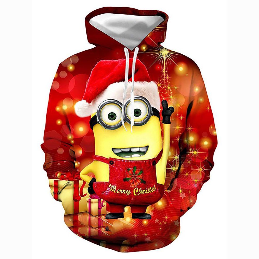 Women’s 3D Cartoon Despicable Me Work Basic Loose Red Hoodie