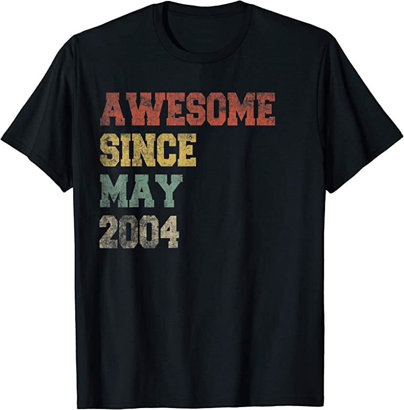 17th Birthday Awesome since May 2004 Vintage 17 Years old T-Shirt