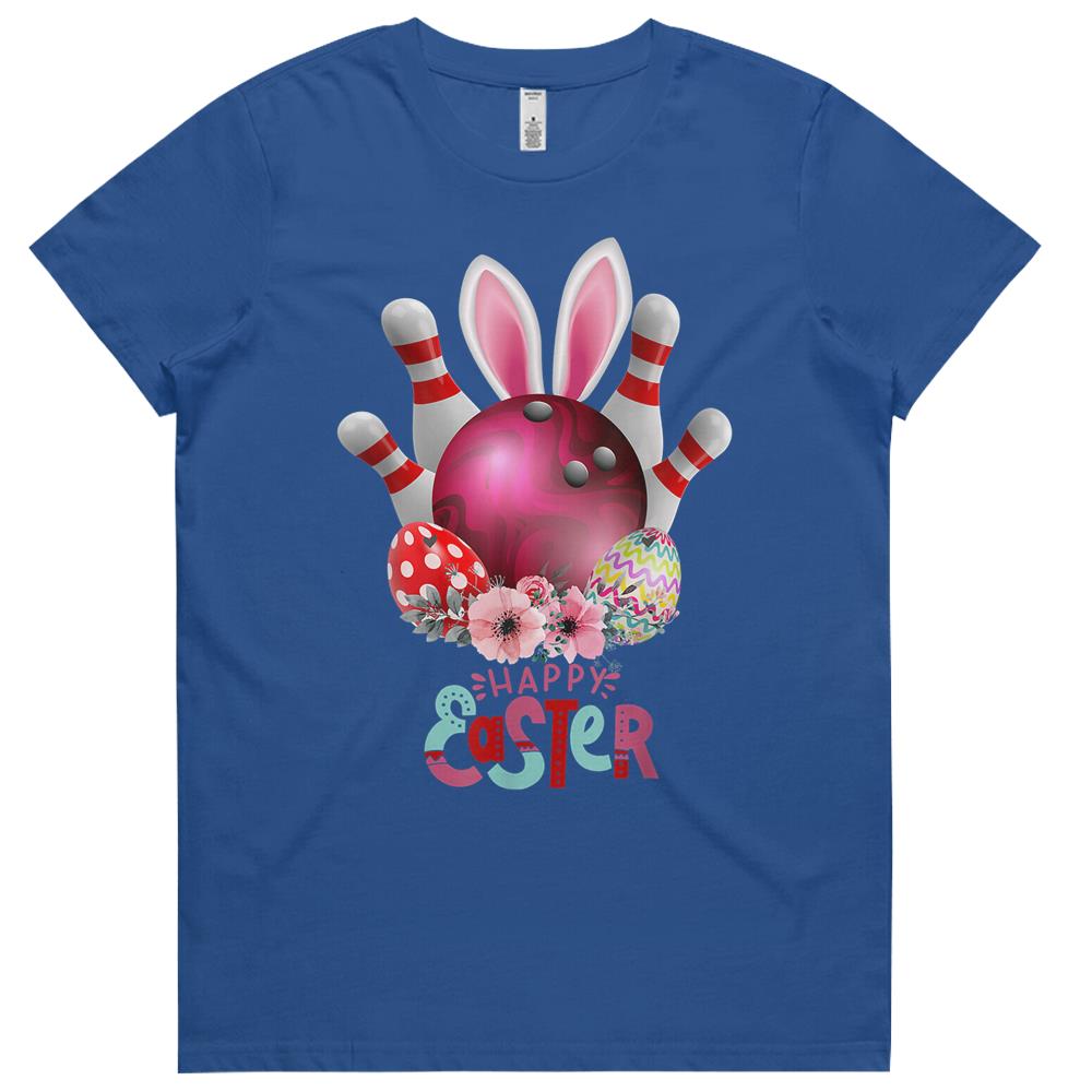 Bowling Happy Easter Day Bunny Eggs Gift Womens Tshirts