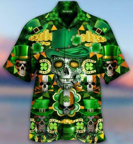 Irish Skull Rich St Patrick Green Hawaii Shirt Ha5614