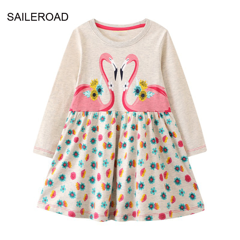 Saileroad 2-7 Years 2022 New Design Baby Animals Dress Princess Long Sleeves Dresses Children Autumn Clothing For Kids Alx Artthread Style