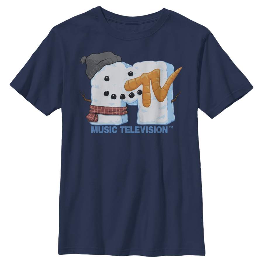 MTV Boy’s Christmas Logo Snowman  T Shirt