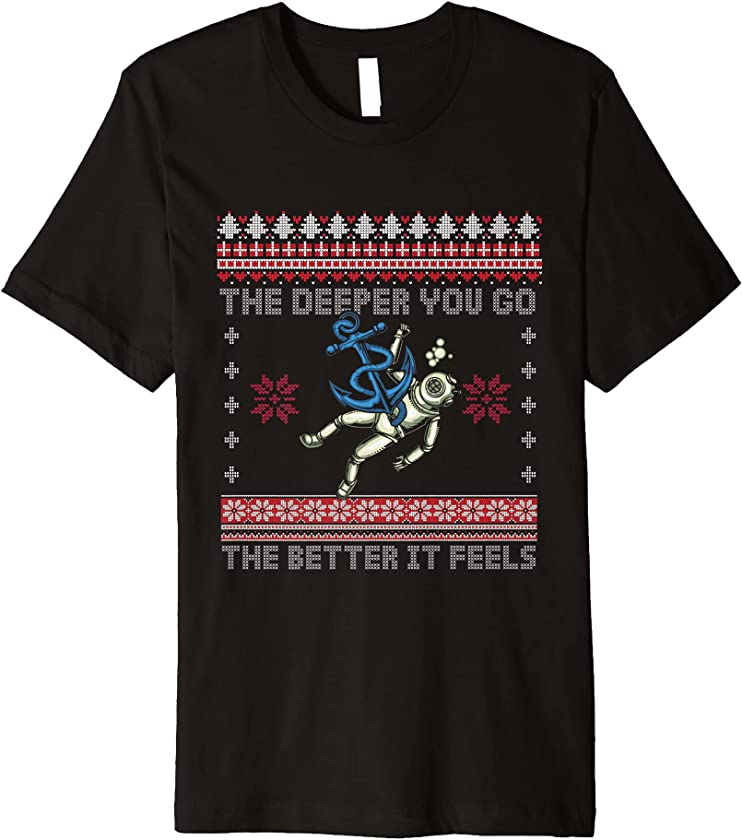 Ugly Christmas X-Mas Scuba Diving Diver Santa Claus New Year Premium T-Shirt