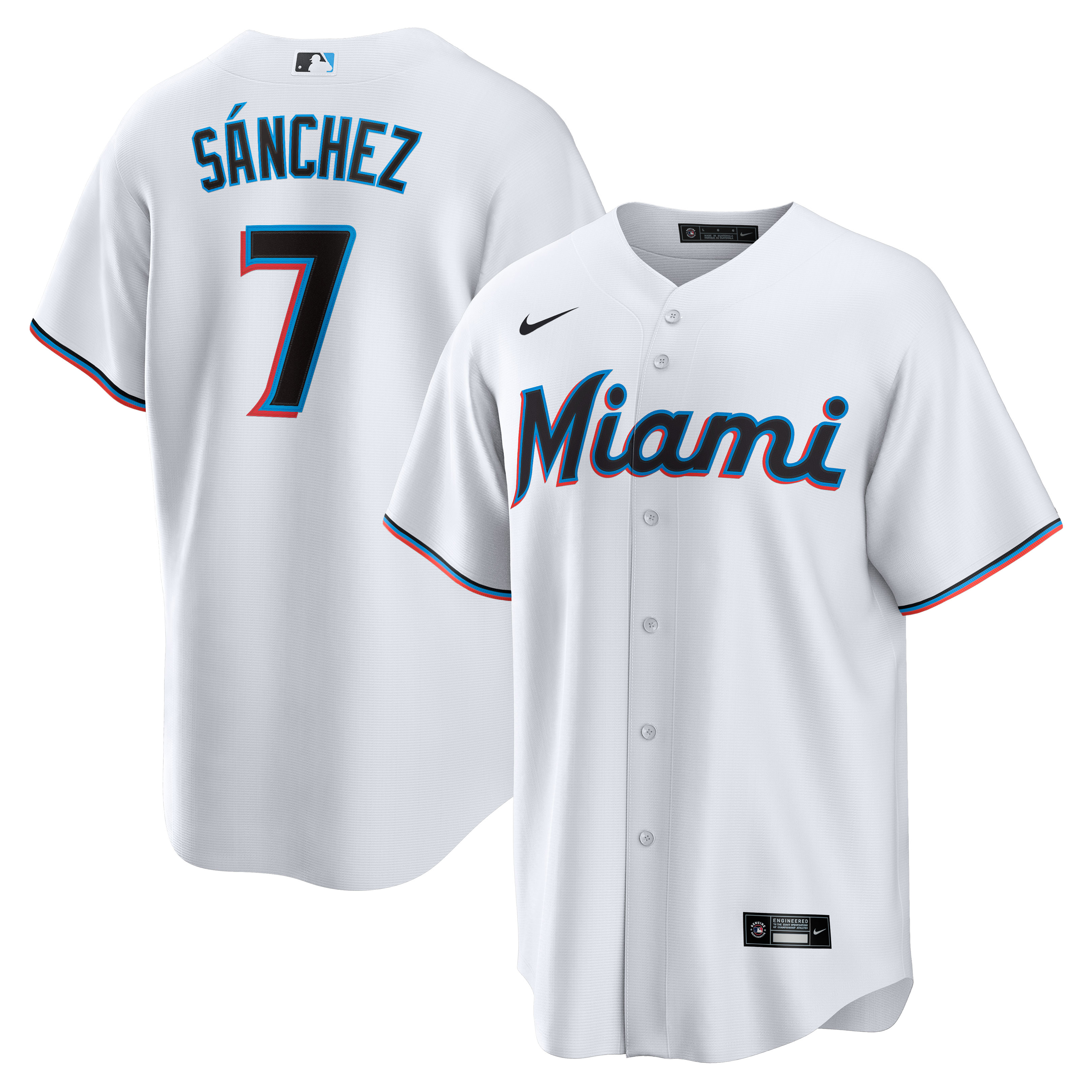 Men’s Miami Marlins Jesús Sánchez White Home  Player Jersey