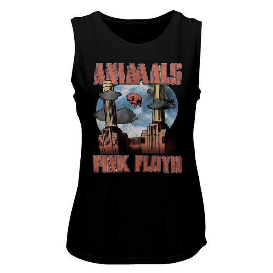 Pink Floyd Animals Womens Muscle Tank Top Shirt Black