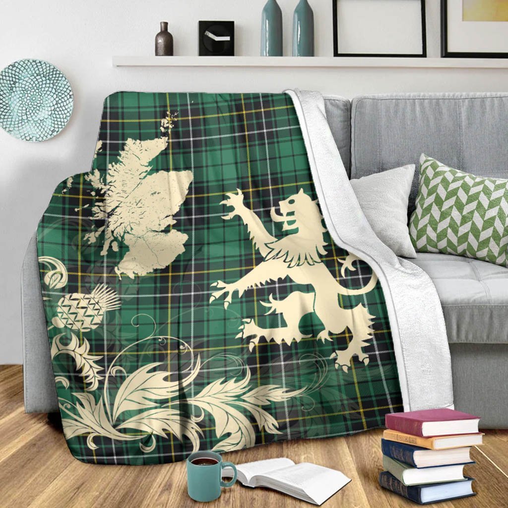 Tartan Blanket Macalpine Ancient Tartan Scotland Lion Thistle Map Plaid Blanket