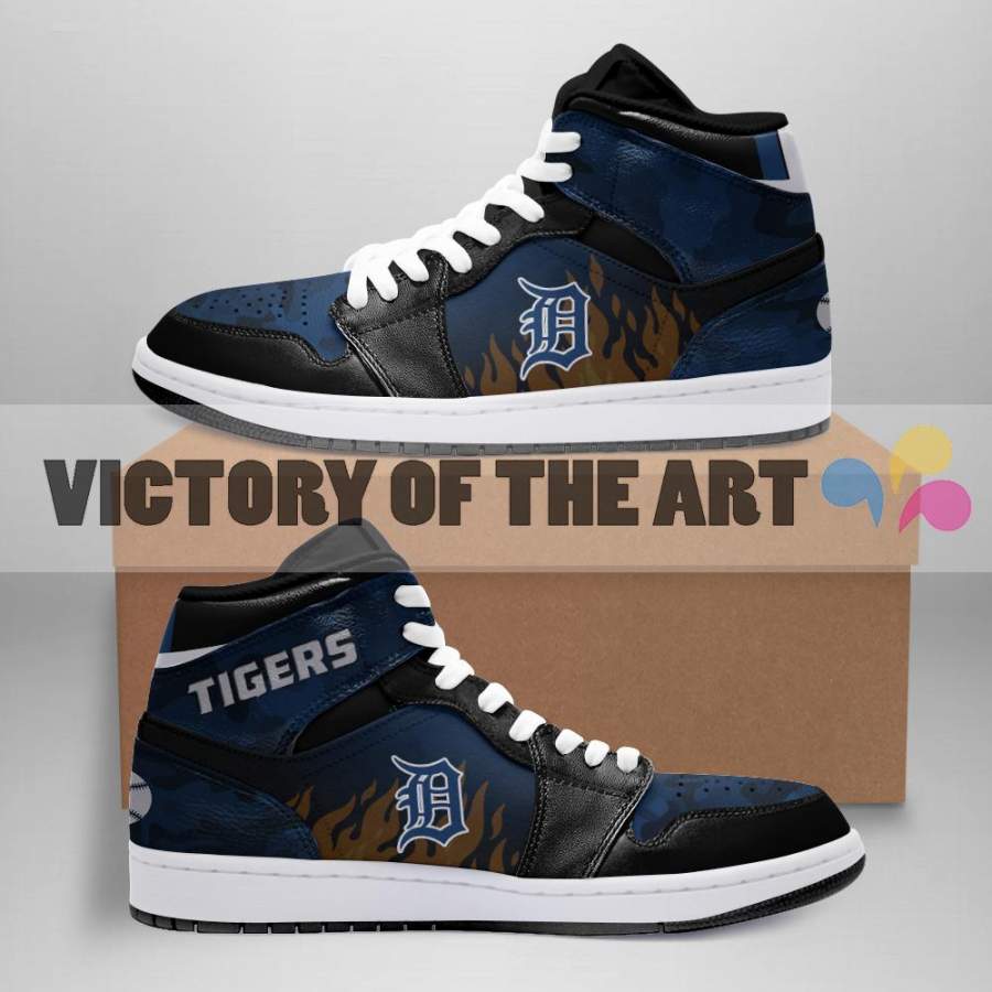 Simple Camo Logo Detroit Tigers Jordan Sneakers