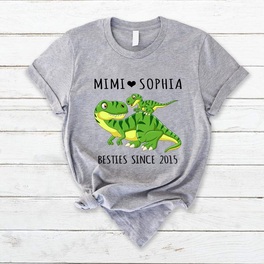 Personalized Mimi And Grandkid Dinosaur Shirt