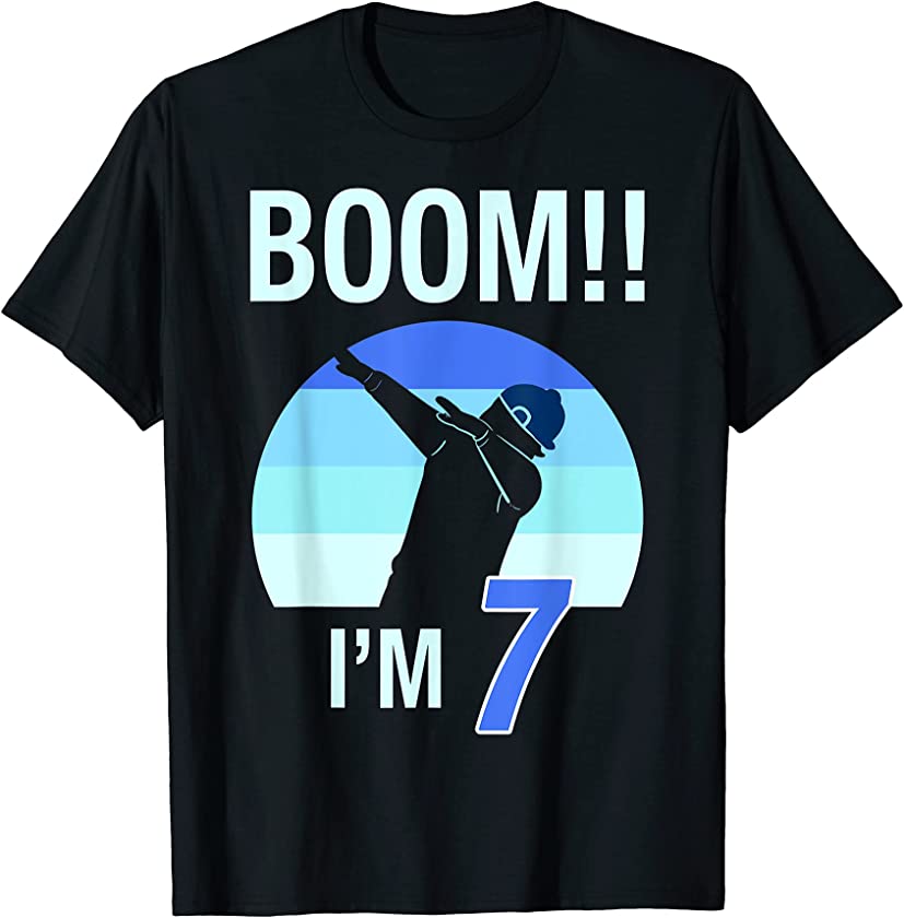 7 Years Birthday Boy Dabbing Retro Vintage T-Shirt